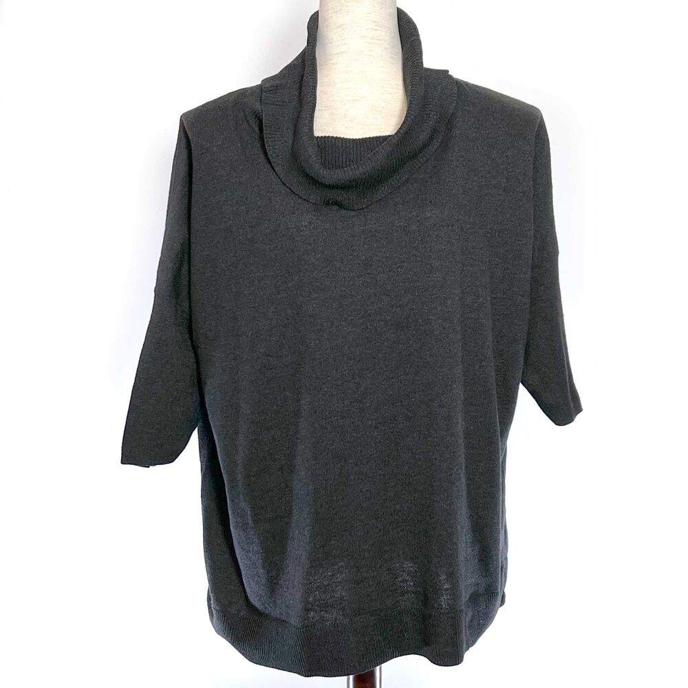 Chico's Charcoal Cowl Neck Sweater - Short Sleeve, Sz M